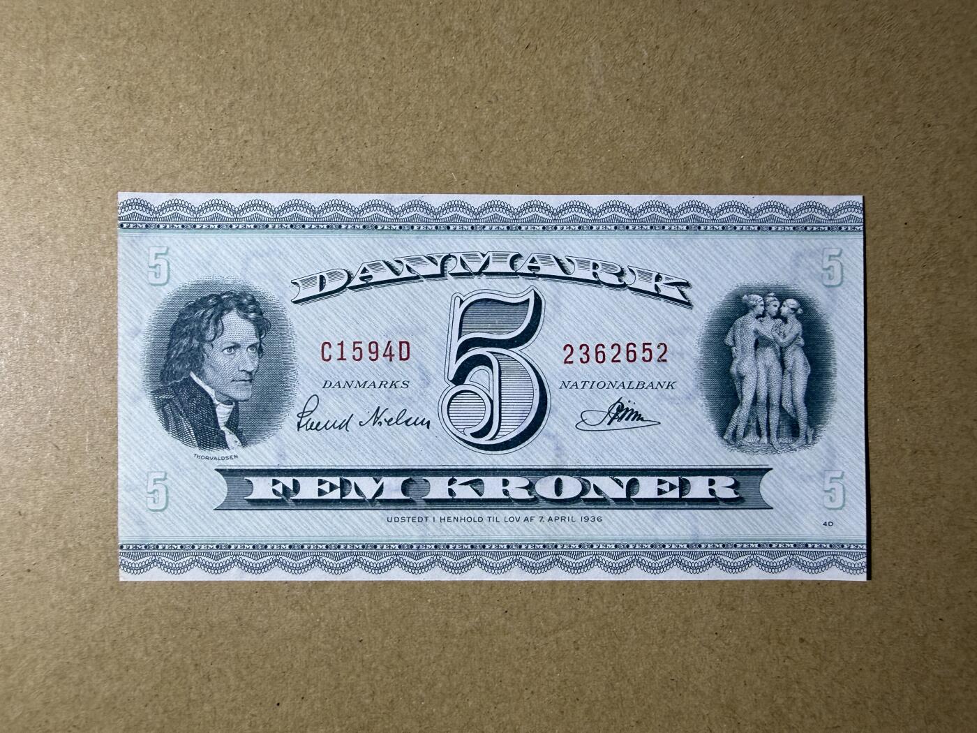 《愛美收藏》第239期-4.5周日外币黄金场  丹麦5克朗 UNC 1959年 雕塑