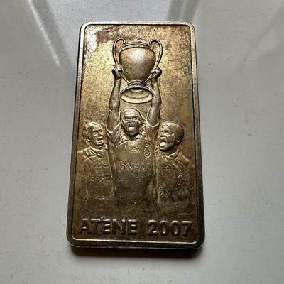 🌹外币初藏🌹🐯2026年第37场   每周二四六晚8️⃣点 接代拍 - 2007年AC米兰雅典欧冠夺冠 矩形纪念章 26×50毫米