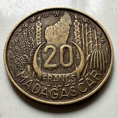 🌹外币初藏🌹🐯2026年第37场   每周二四六晚8️⃣点 接代拍 - 法属马达加斯加 1953年 20法郎