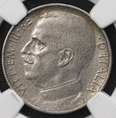 修遠堂世界钱币第110期 - NGC AU50 1925年意大利50分，稀少齿边版