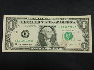 【游宝拍卖】丙午马年第19期 - 美国-1美元【SERIES-2017 K-达拉斯 流通品相】