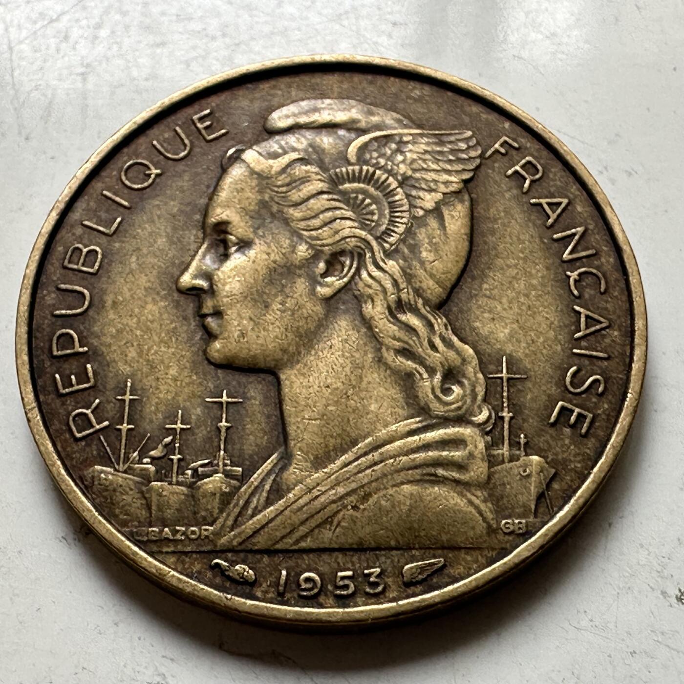 🌹外币初藏🌹🐯2026年第37场   每周二四六晚8️⃣点 接代拍 法属马达加斯加 1953年 20法郎