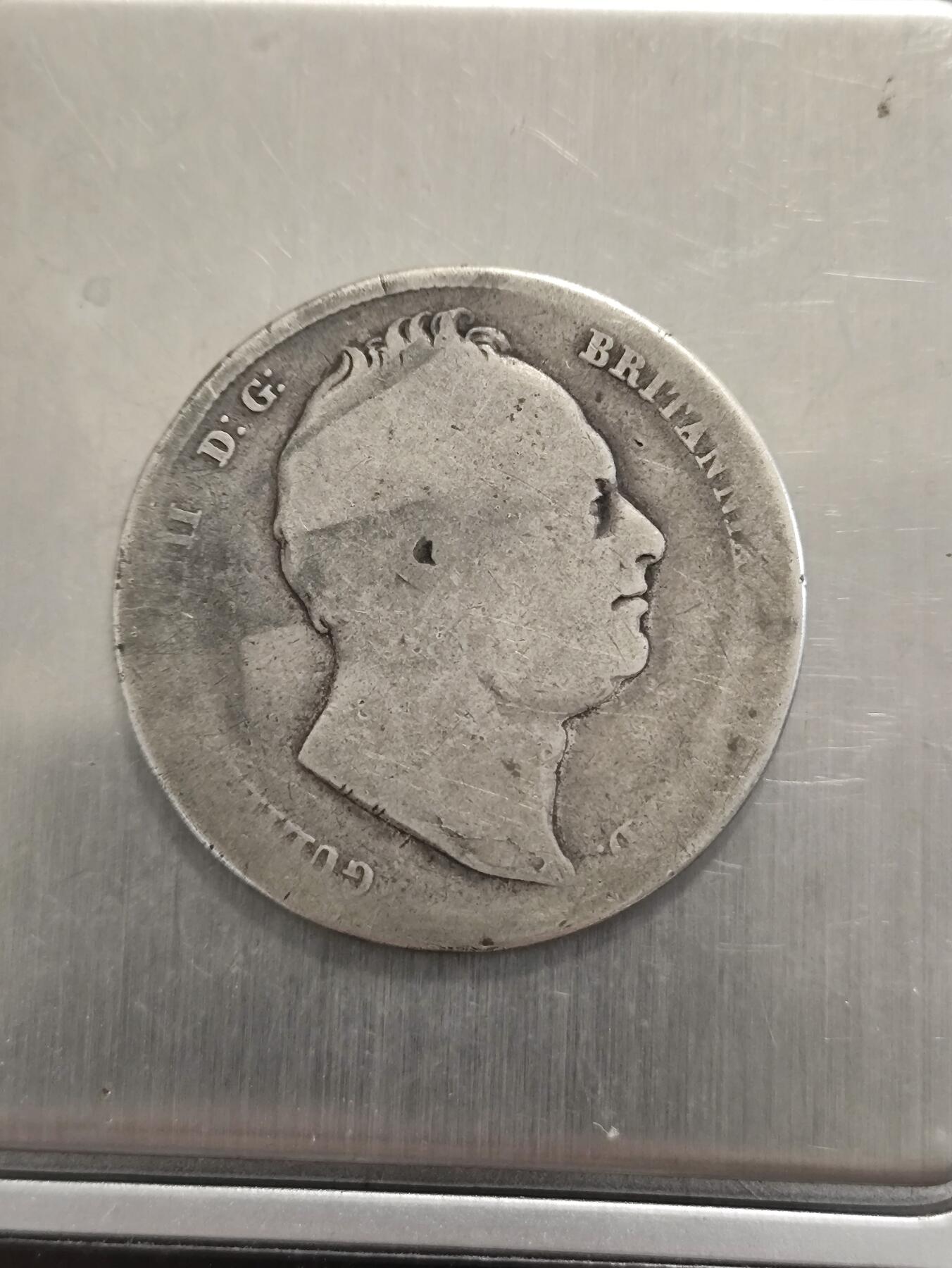 英国威廉四世1834-37年半克朗银币，925银，重12.47克