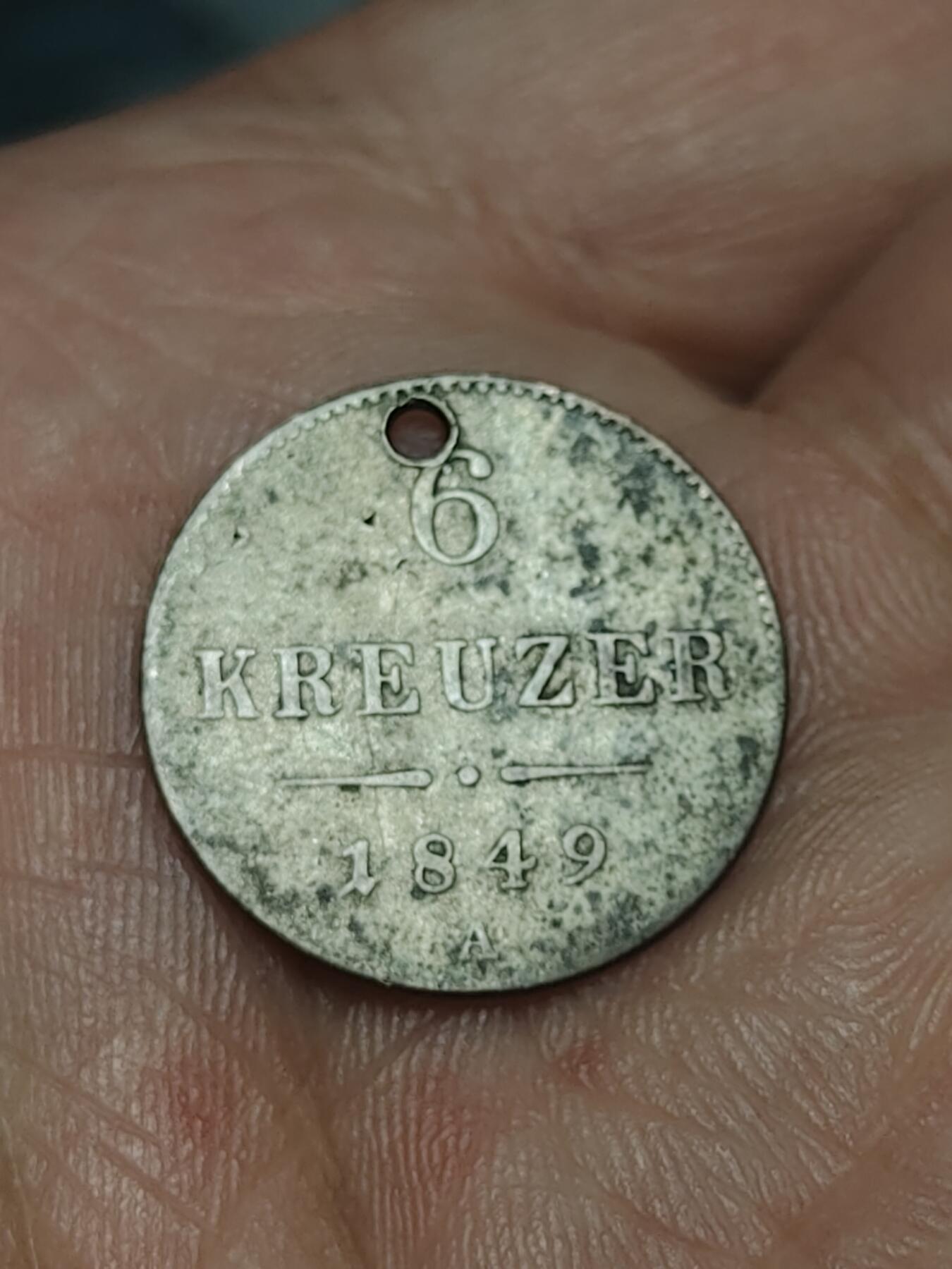 2026年第四十场(总第二百零九场）外国好品散币场(免佣金) 打孔–奥地利帝国1849单年份6克鲁泽银币(弗朗茨·约瑟夫一世第二版，A标维也纳造，438银)