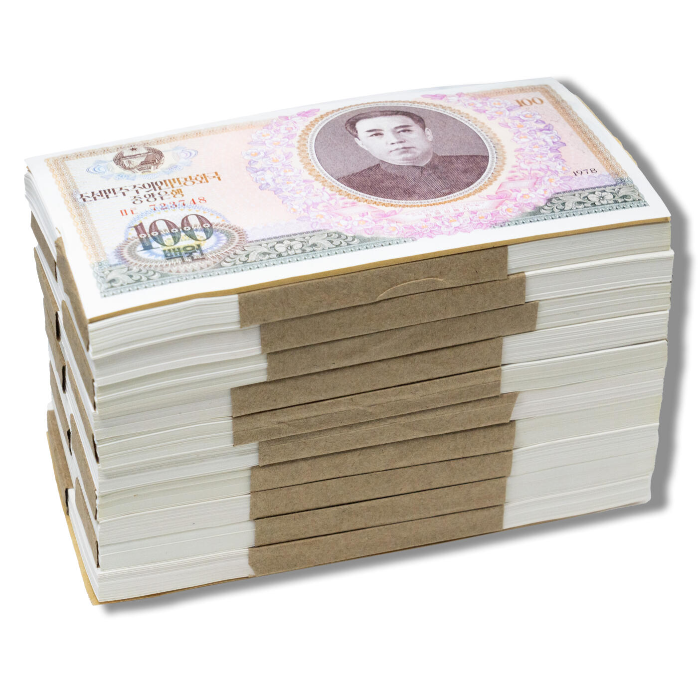 1978年朝鲜-第三版纸币100元单水版整捆1000张