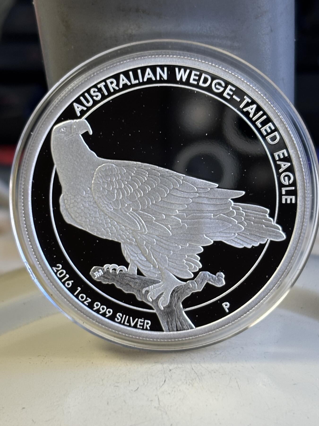 第196期拍卖 澳大利亚2016年楔尾鹰1盎司精制纪念银币，999银，发行5000枚