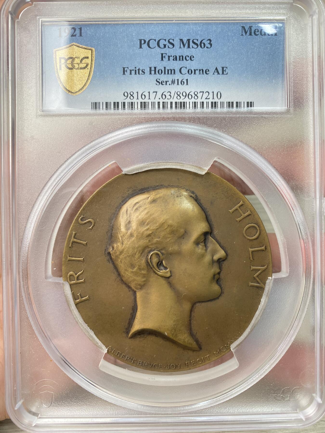 万国钱币拍卖第064期 PCGS MS63 1921年丹麦艺术品经销商 探险家弗里茨·维尔赫姆·霍尔姆“大秦景教流行中国碑”纪念大铜章 大秦为古时中国对东罗马的称谓 景教为基督教传入中国的译称 1907年霍尔姆来到西安试图把著名的景教碑带到欧洲出售给博物馆 西安本地官民遂将碑放至碑林加以保护 霍尔姆在本地仿造了一个一模一样的碑带回美国 最终辗转送给罗马教皇 罕见欧洲与中国关联品种