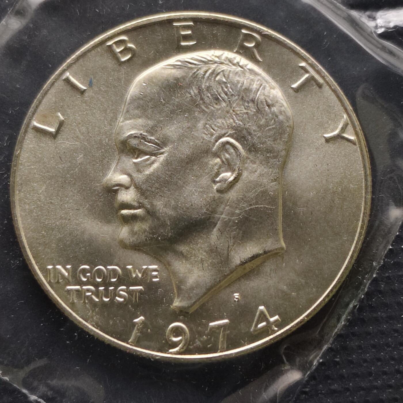 【全场包邮】纯粹捡漏拍518场 美国1971年官方封装艾森豪威尔1元精制银币【38.1毫米24.6克40%】-盒证全