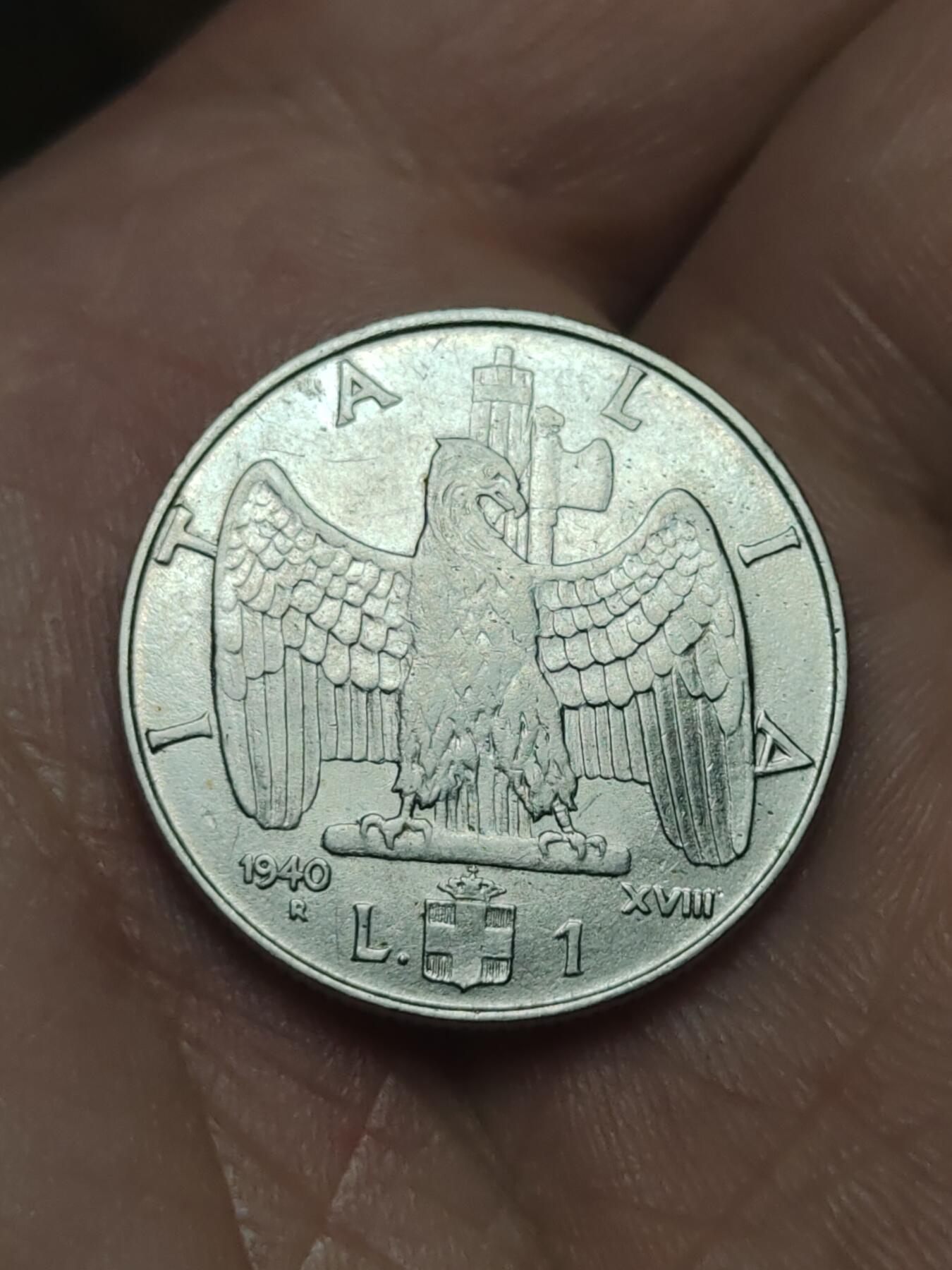 2026年第四十场(总第二百零九场）外国好品散币场(免佣金) 意大利王国1940年1里拉(维托里奥·埃马努埃莱三世第四版，R标罗马造，有磁版)