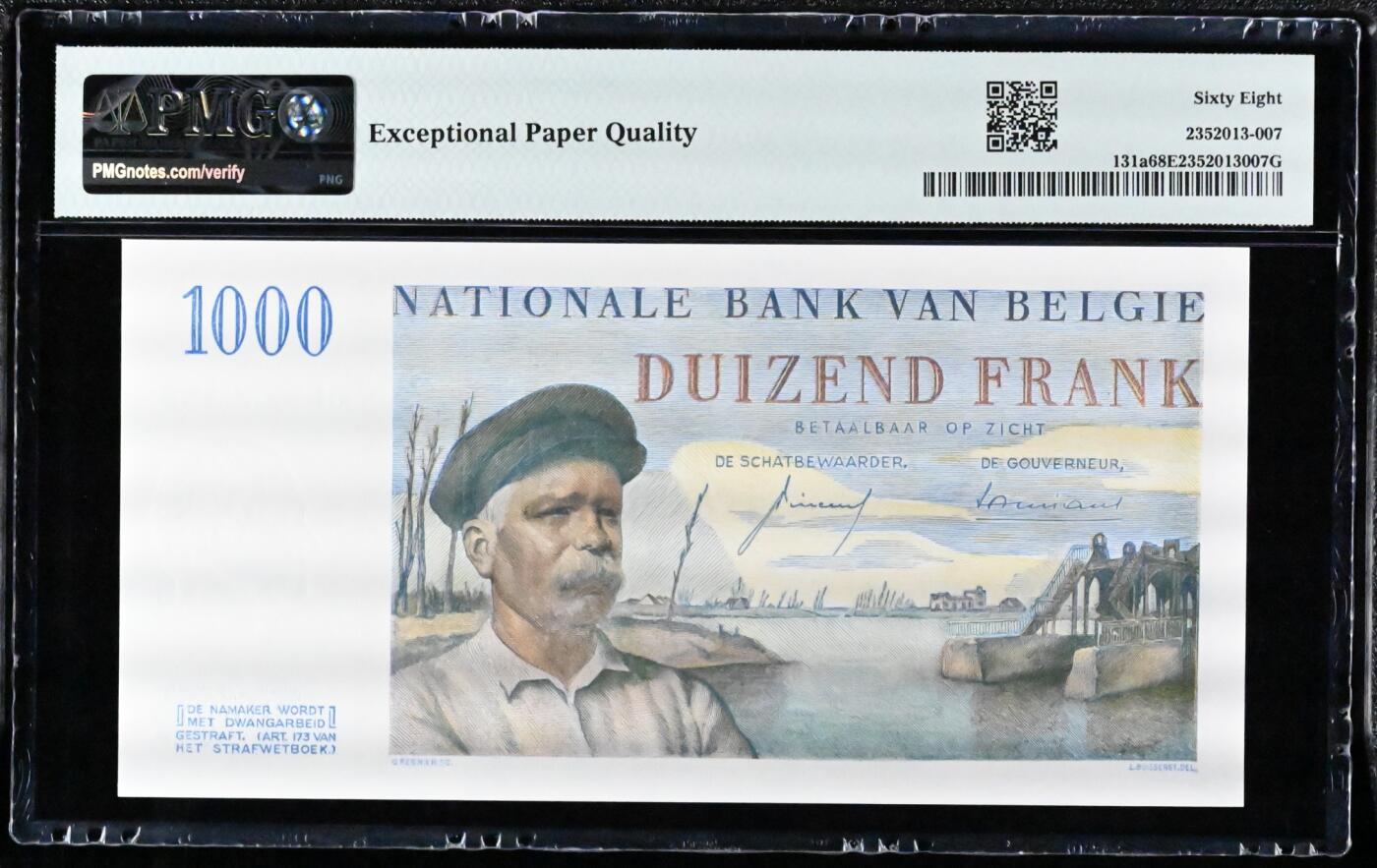 《愛美收藏》第239期-4.5周日外币黄金场  比利时1000法郎 PMG68E 1958年