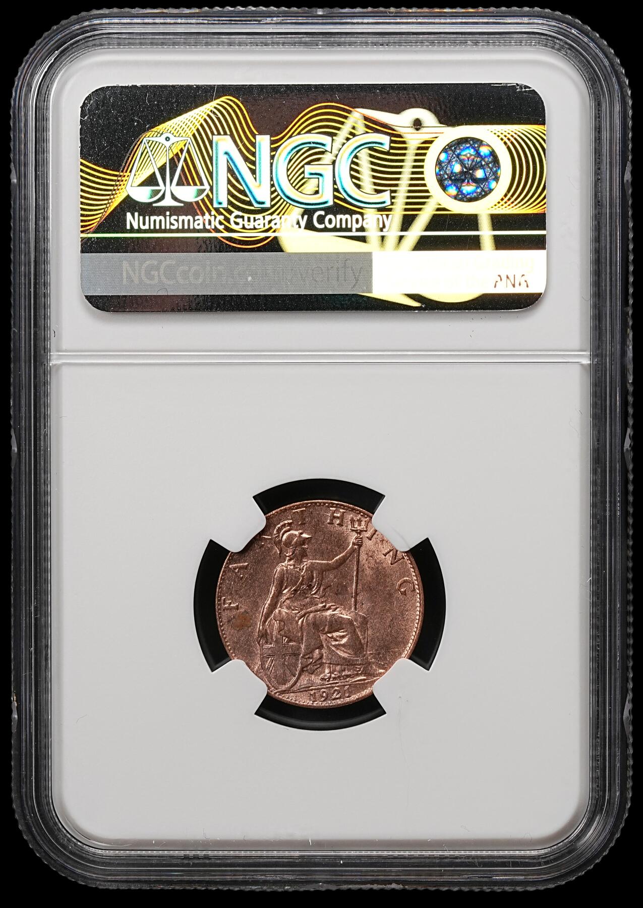 修遠堂世界钱币第110期 NGC MS63RB 1921年英国1法新铜币