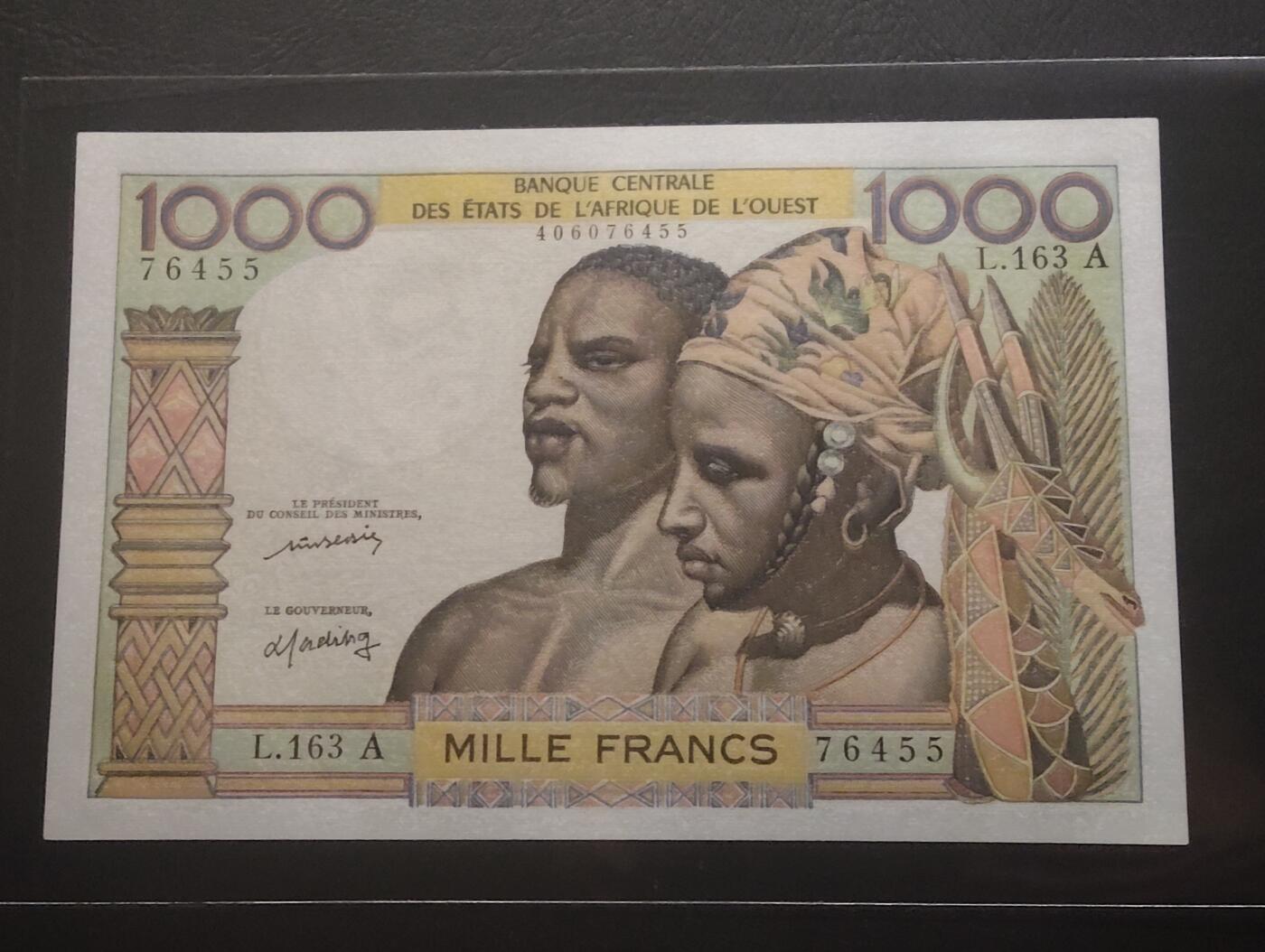 2026四月第一期，总222期 西非共同体1960版1000法郎UNC 科特迪瓦发行