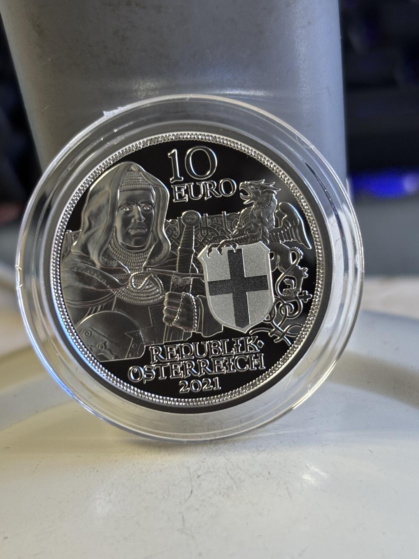 第196期拍卖 奥地利2021年骑士传说系列5兄弟友情精制纪念银币，925银，16.82克，发行30000枚