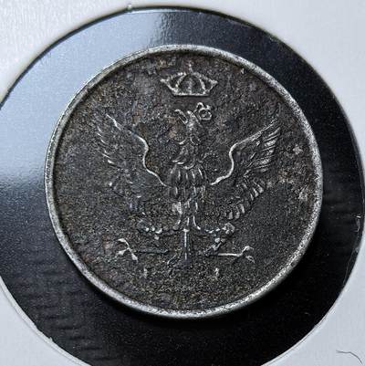 外国优质银币克朗币纪念章，每周六晚九点倒数截拍，满百包邮可寄存，持续收拍 - 波兰王国（一战德占时期傀儡政权）1917年10芬尼铁币，正面为波兰白鹰国徽，是一战期间波兰复国过渡阶段的临时货币，见证了波兰近代主权重建的历史。