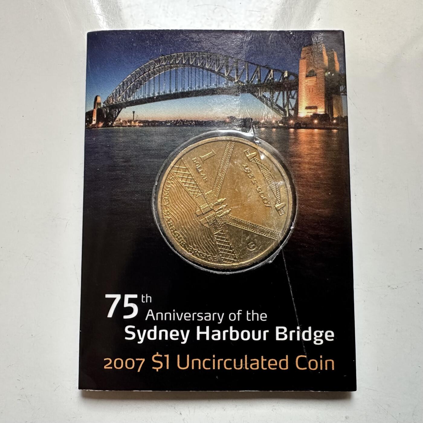 🌹外币初藏🌹🐯2026年第37场   每周二四六晚8️⃣点 接代拍 澳大利亚 2007年 悉尼海港大桥建成75周年 M厂版 1元纪念币 原装卡 墨尔本造币厂 币面有划伤