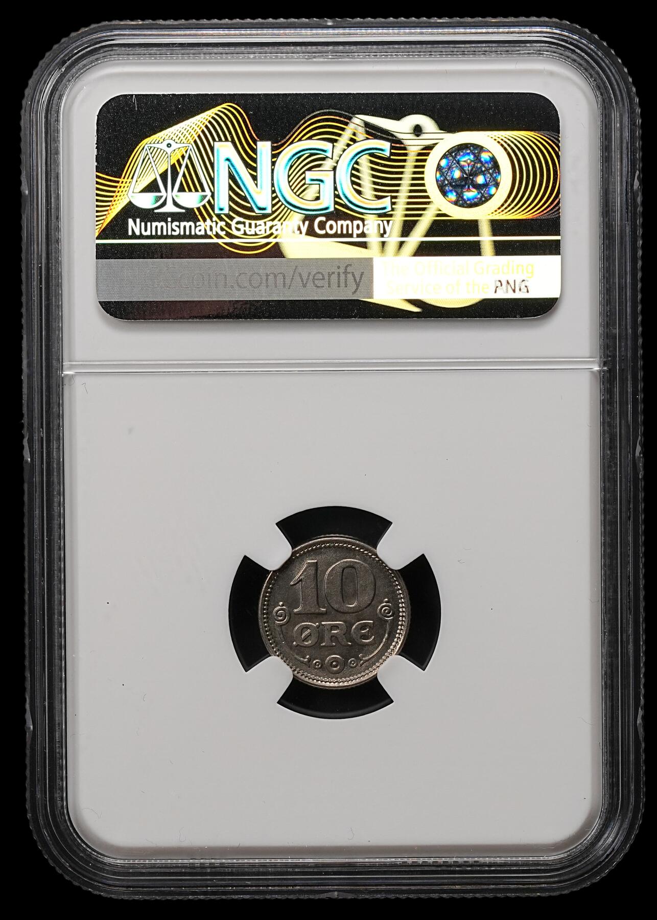 修遠堂世界钱币第110期 NGC MS64 1922年丹麦10欧尔，特年