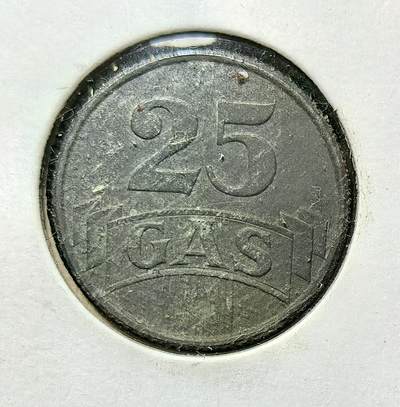 外国优质银币克朗币纪念章，每周六晚九点倒数截拍，满百包邮可寄存，持续收拍 - 荷兰布罗门代尔市1942年25GAS待用币，用于兑换煤气服务或商品，是 20 世纪荷兰市政公用事业的实物见证，承载了近代城市公共服务的历史印记。
