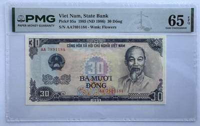 2026第6场（总第233期）：精品测试钞、外钞综合场  - 首发AA冠 越南1985年版30盾（PMG65）
