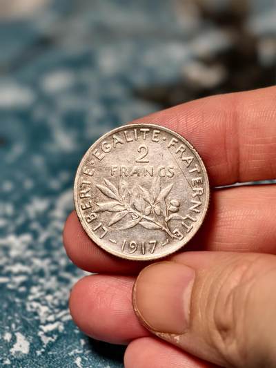 抚柳草堂-第二十六期章牌钱币  奖章勋章 满百包邮 放漏专场 1917法国2法郎播种女神银币 重10.1g 法兰西第三共和国时期经典流通银币 雕刻家名家Oscar Roty设计 