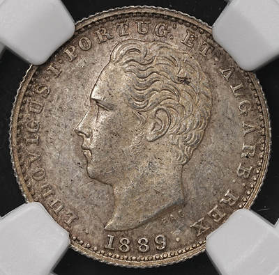 修遠堂世界钱币第110期 - NGC MS62 1889年葡萄牙100 REIS银币