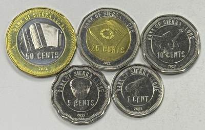 S&S Numismatic世界钱币-拍卖 第125期  - 塞拉利昂2022年 全新改版 5枚套币 含2枚双色高值币