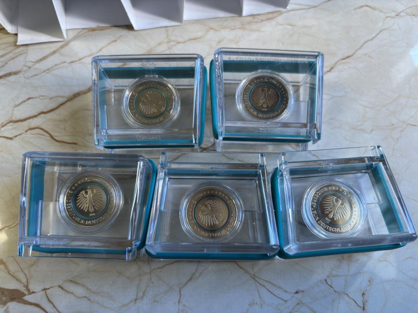 第196期拍卖 德国2020年地球气候带4亚寒带蓝绿环精制币5枚