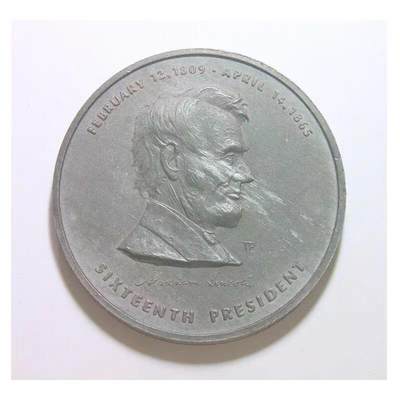 美国1865年 林肯总统+纪念堂高浮雕精制大合金章 50MM - 美国1865年 林肯总统+纪念堂高浮雕精制大合金章 50MM