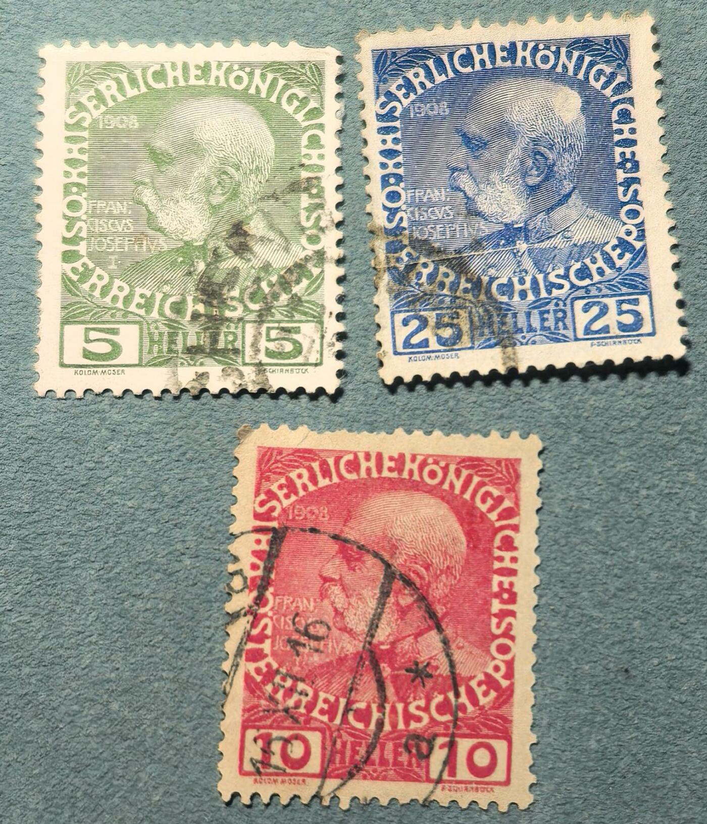 盛世勋华——号角文化勋章邮票专场拍卖第312期 奥匈帝国1908年发行 3全 弗朗茨·约瑟夫皇帝登基60年