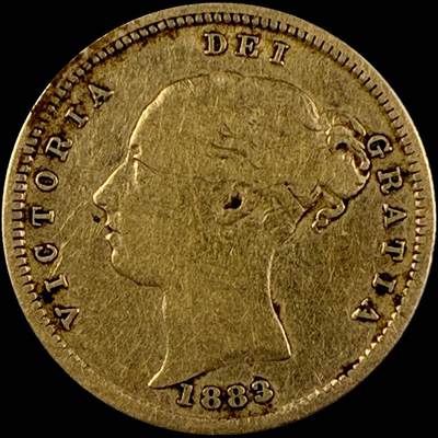 【雨安】【直播拍卖】【第0131期-评级币章】2026-04-04 周六 19:30 (金价1060, 银价18.08)  - [裸币金币] [金币] 英国 1/2镑 1883年 维多利亚 [3.99克, 0.917金] 实际重量有轻微损耗