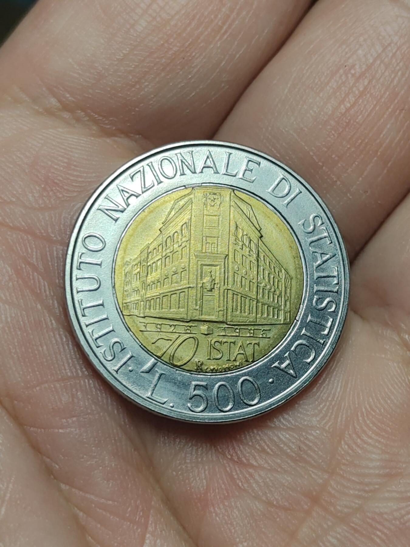 2026年第四十场(总第二百零九场）外国好品散币场(免佣金) 好品–意大利🇮🇹1996年500里拉(国家统计学院成立70周年纪念币)
