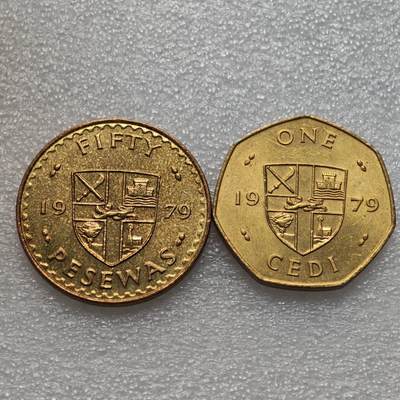  【淘币小摊】限时拍第八百九十二拍   教皇国塞舌尔加纳危地马拉场    每周一统一发货 - 加纳1979年2枚铜币好品 km18-19