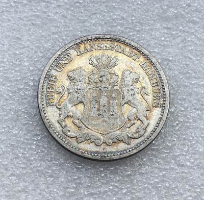 世界钱币专场拍卖 每周二开拍 - 1876年德国汉堡自由市双狮2马克银币