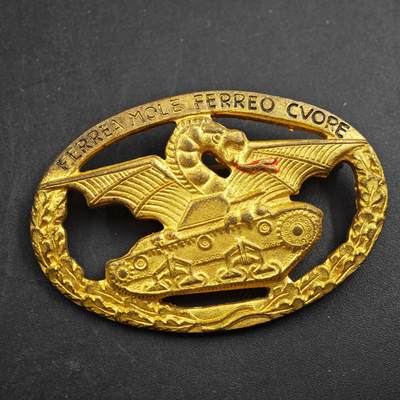 4月4日结束，成斌徽章钱币专场 - 二战意大利皇家陆军坦克兵徽章（金级）