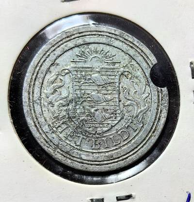 外国优质银币克朗币纪念章，每周六晚九点倒数截拍，满百包邮可寄存，持续收拍 - 二战时期荷兰赞丹 - 帕罗奇市代用币，铭文意为 “市政煤气厂” 与市徽 “团结造就力量”，是荷兰阿姆斯特丹地区近代工业与市政公用事业的历史见证。