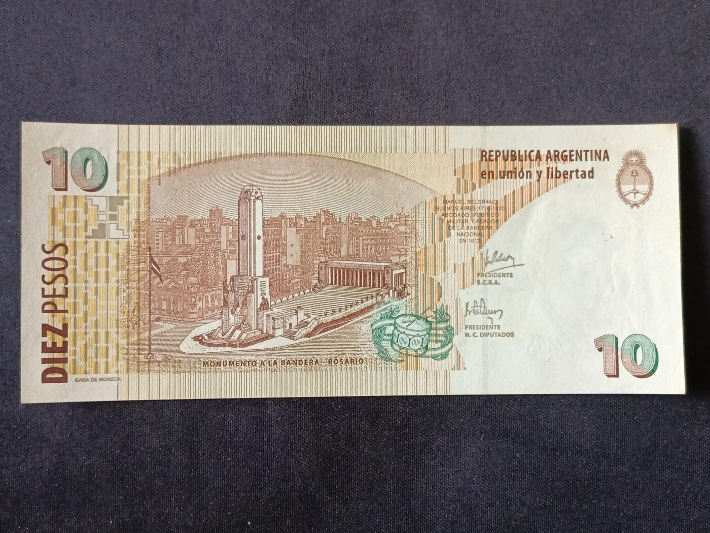 【游宝拍卖】丙午马年第18期 阿根廷-10比索【流通好品VF】