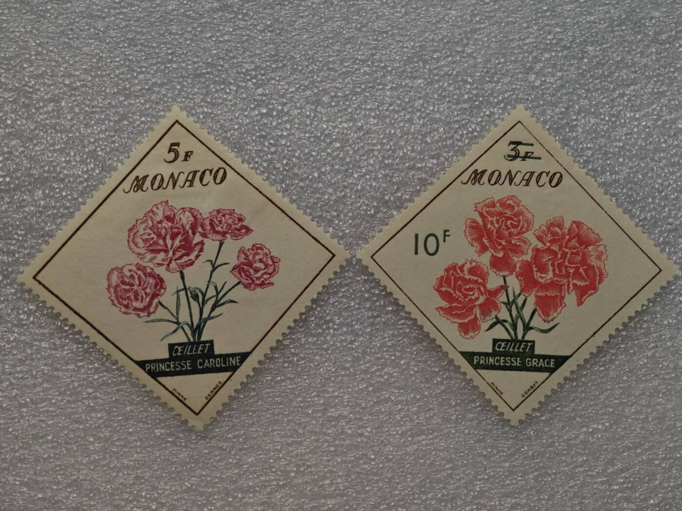  【淘币小摊】限时拍第八百九十一拍  外国老邮票 印花税票 火花纸品场    每周一统一发货 摩纳哥1959年5-10法郎邮票2枚全新未使用