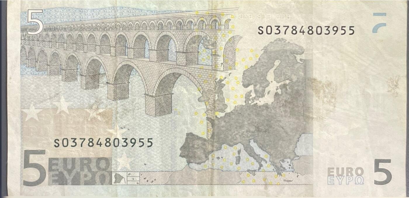 回流0405 2002年版5欧元纸币（欧洲中央银行发行，首版古典建筑系列）¥37.3