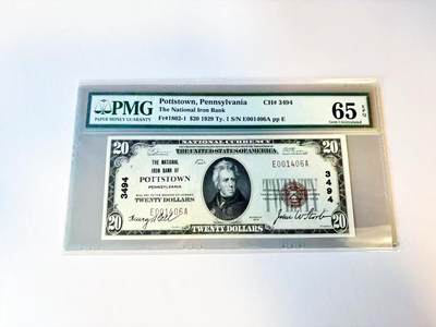 【Blue Auction】世界纸币精拍第805期——18级TOP拍卖/信誉/品质/专业/高效💫 - 【千位小号】美国 宾夕法尼亚州 1929年20美金 国民券  PMG65EPQ