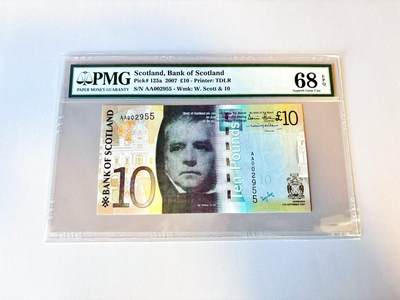 【Blue Auction】世界纸币精拍第805期——18级TOP拍卖/信誉/品质/专业/高效💫 - 【AA千位小号无47】苏格兰 2007年10镑 PMG68EPQ 高分