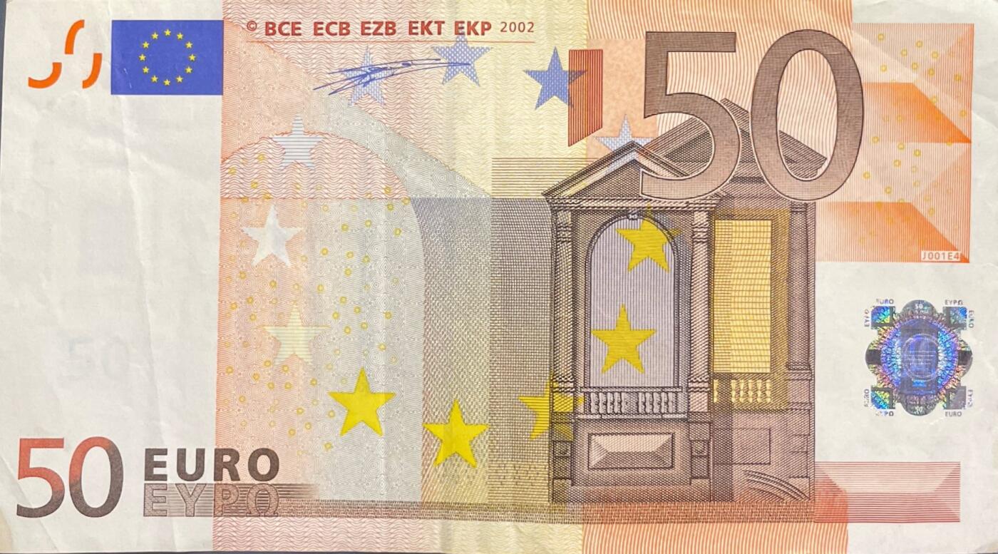 回流0405 2002年版50欧元纸币（首版文艺复兴建筑系列，意大利发行）¥373.20