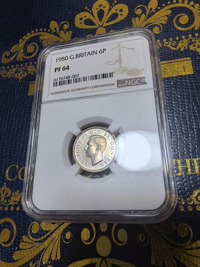 长老汇马年精选第十五场拍卖 - 1950英国乔治六世6便士精制铜镍币，NGC PF64