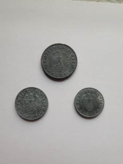 德意志第三帝国w字芬尼全B厂一套，面值1，5，10芬尼，细节清晰，历史收藏🥳 - 德意志第三帝国w字芬尼全B厂一套，面值1，5，10芬尼，细节清晰，历史收藏🥳