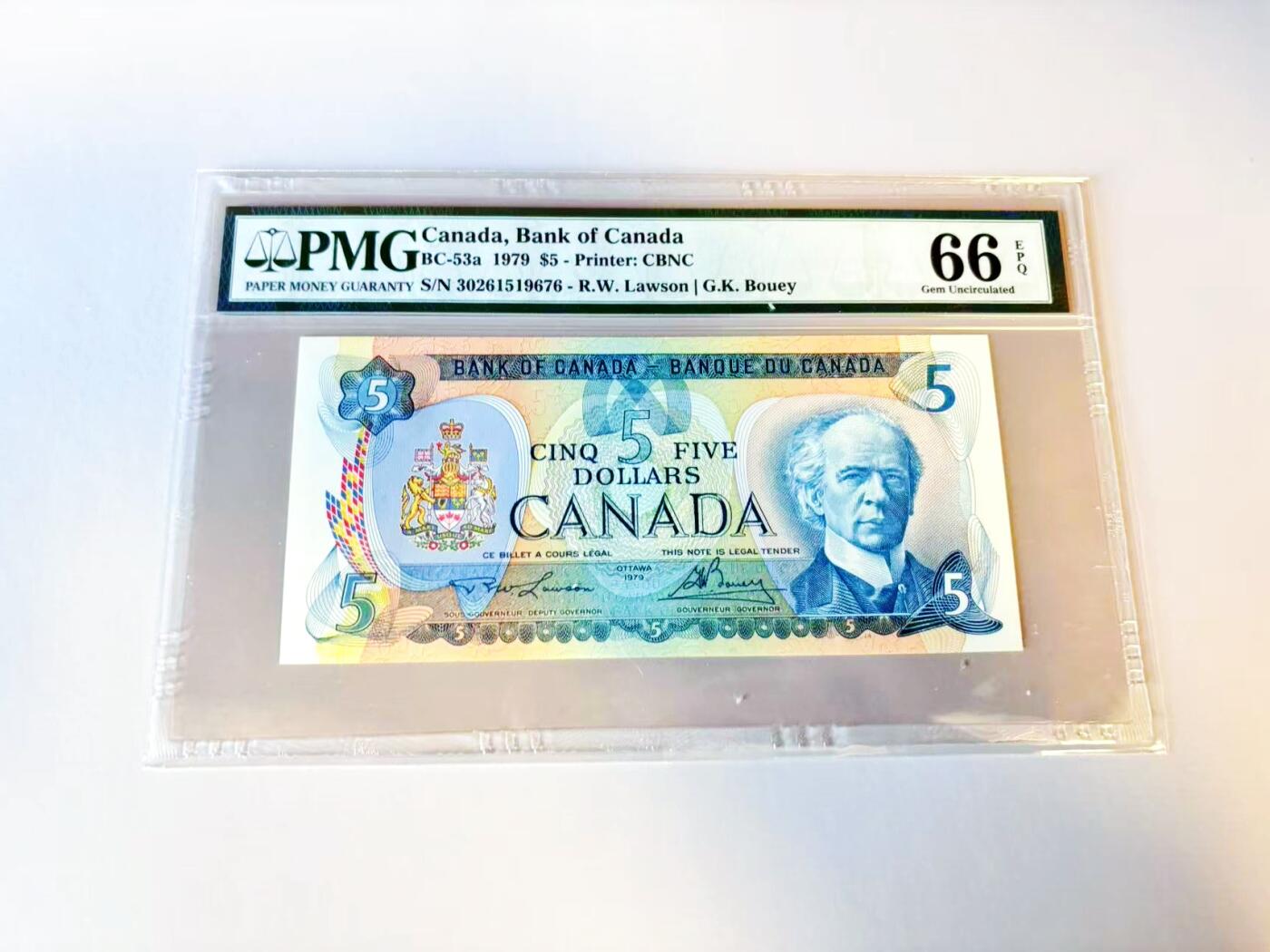 【Blue Auction】世界纸币精拍第805期——18级TOP拍卖/信誉/品质/专业/高效💫 【a版】加拿大 1979年5元 PMG66EPQ  