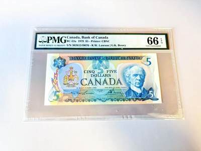 【Blue Auction】世界纸币精拍第805期——18级TOP拍卖/信誉/品质/专业/高效💫 - 【a版】加拿大 1979年5元 PMG66EPQ  