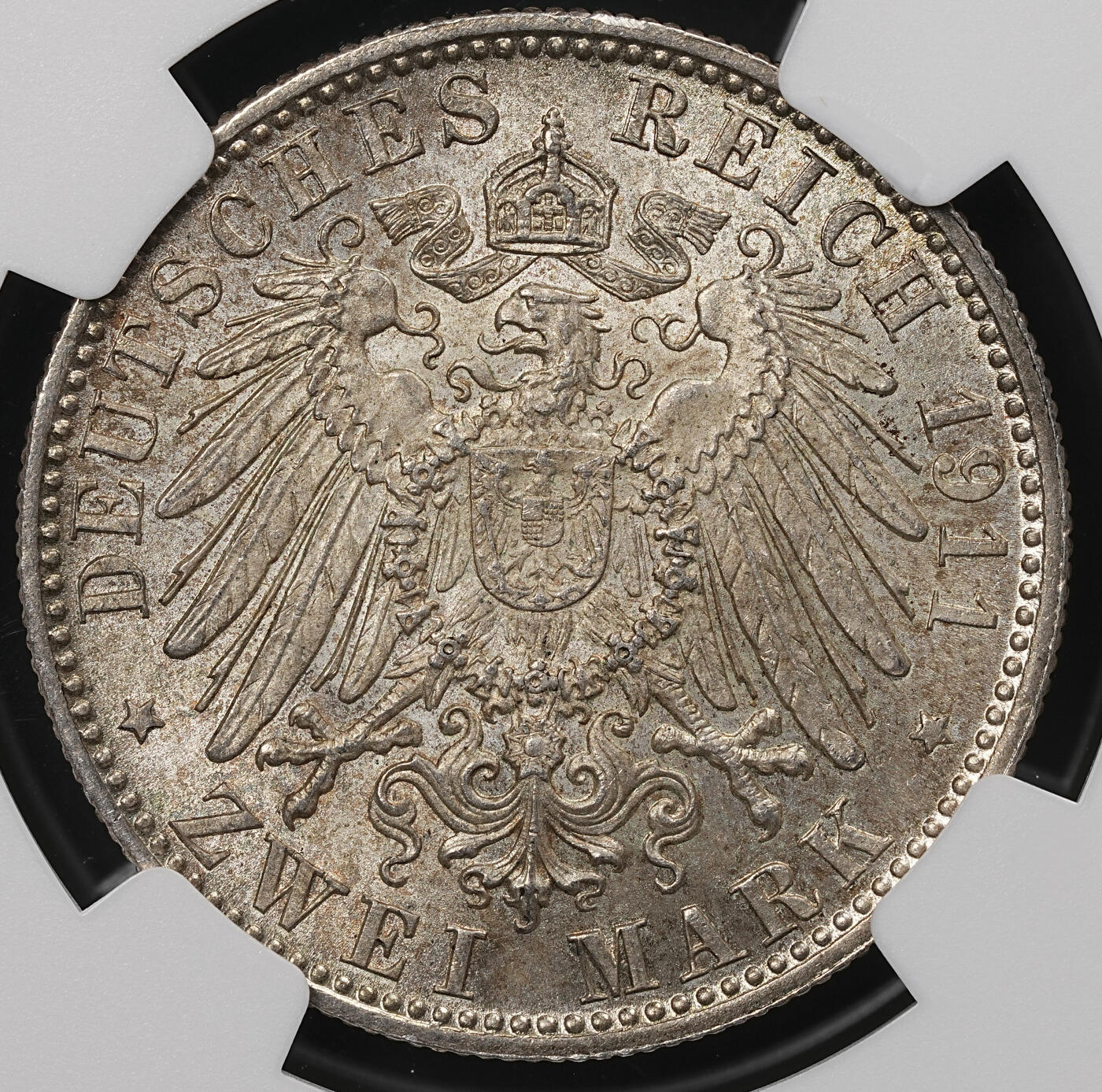 修遠堂世界钱币第110期 NGC MS64 1911年巴伐利亚摄政王90大寿纪念2马克银币