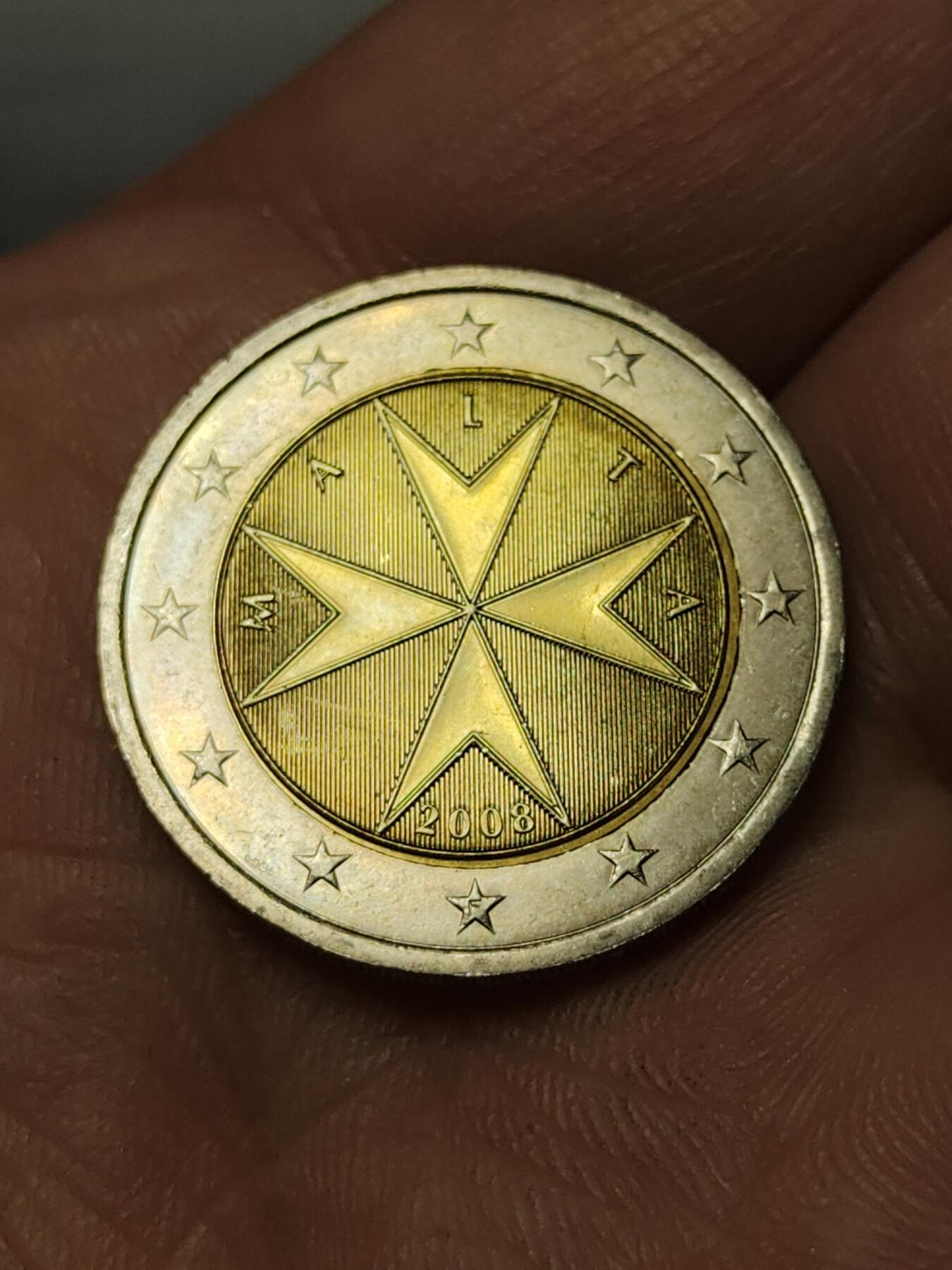 2026年第四十场(总第二百零九场）外国好品散币场(免佣金) 马耳他🇲🇹2008年2欧元(第二版欧洲地图，欧元首发年)