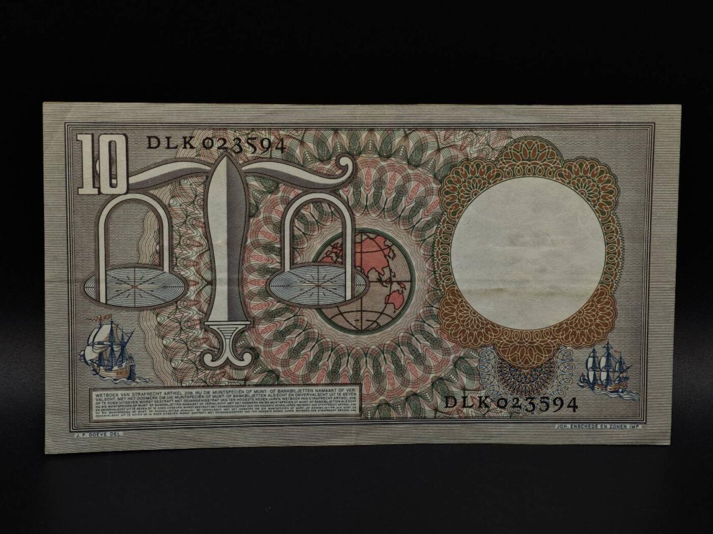  【淘币小摊】限时拍第八百九十拍   纸币场    每周一统一发货 荷兰10盾纸币【有折】