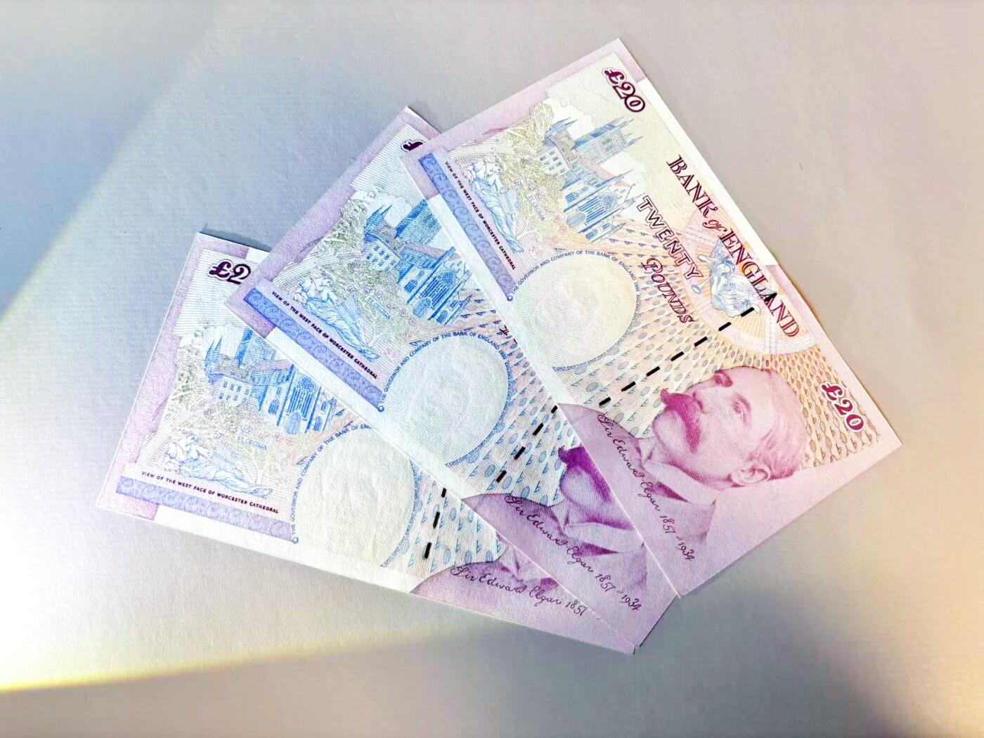 【Blue Auction】世界纸币精拍第805期——18级TOP拍卖/信誉/品质/专业/高效💫 【一组3张】英国 E序列20镑 UNC/UNC-（小角压痕）