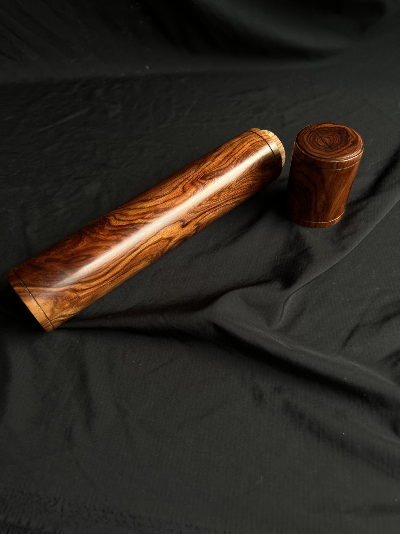 零元拍：海南黄花梨虎皮纹满花香桶，同料整料制作：268/44MM