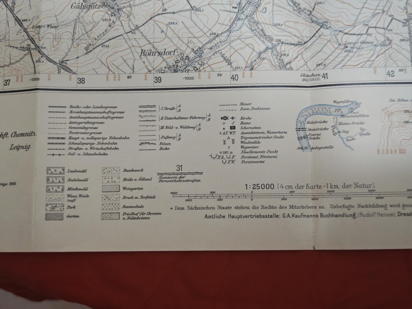 橙子收藏第七期 德意志帝国/魏玛时期 1:25000 精密军用地形  萨克森州与图林根州交界的朗根奥伊巴地区  莱比锡分厂1908年出版（全球知名的德币印制与安全印刷巨头，1852年创立)   